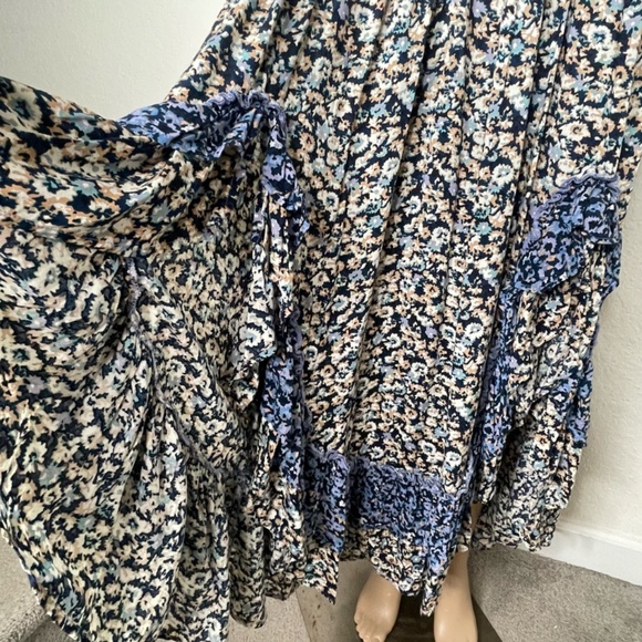 Free People One I Love Smocked Strappy Back Maxi Dress Size L Ruffle Multicolor - Picture 6 of 14